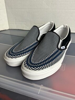 Vans Slip On Checkered Blue White  Shoes